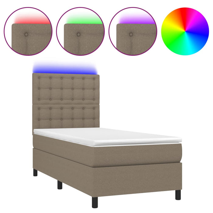 Letto a Molle con Materasso e LED Tortora 80x200 cm in Tessuto cod mxl 33524