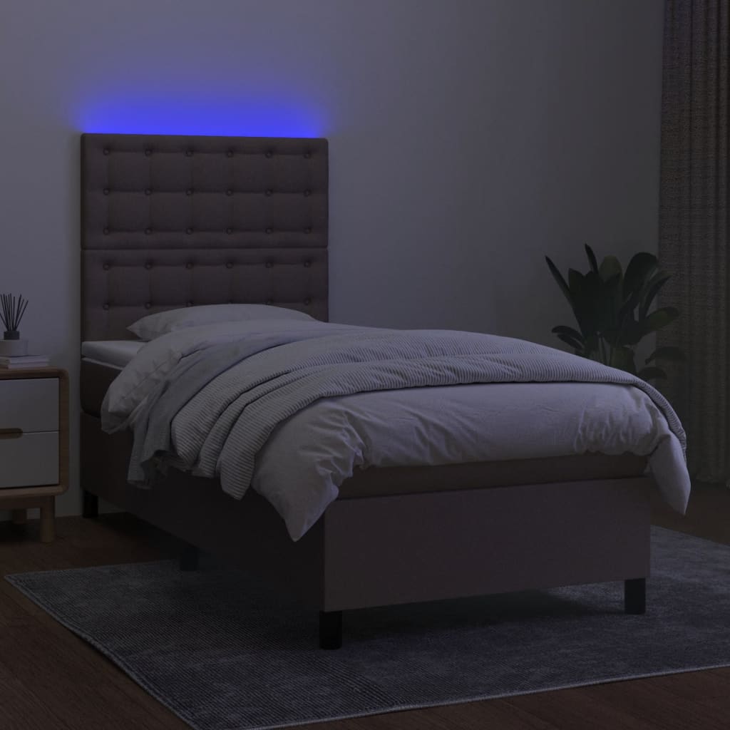 Letto a Molle con Materasso e LED Tortora 80x200 cm in Tessuto cod mxl 33524