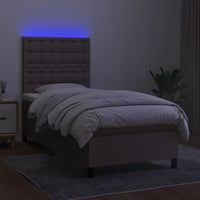 Letto a Molle con Materasso e LED Tortora 80x200 cm in Tessuto cod mxl 33524