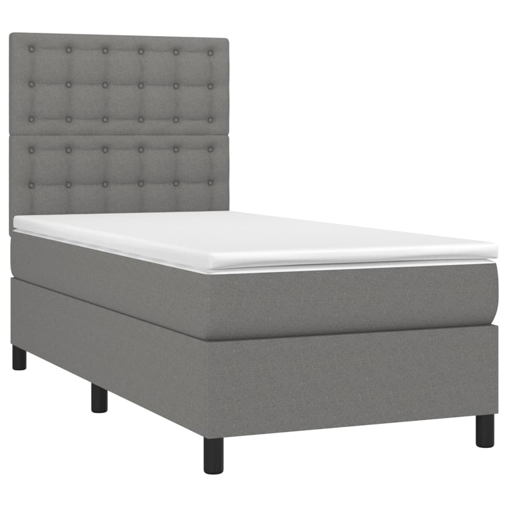 Letto a Molle Materasso e LED Grigio Scuro 90x190 cm in Tessuto 3135158