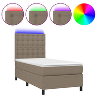 Letto a Molle con Materasso e LED Tortora 90x190 cm in Tessuto 3135161