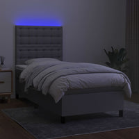 Letto a Molle Materasso e LED Grigio Chiaro 90x200 cm Tessuto cod mxl 61122