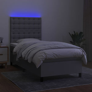 Letto a Molle Materasso e LED Grigio Chiaro 90x200 cm Tessuto cod mxl 61122