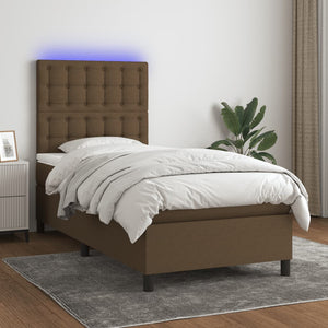 Letto a Molle Materasso e LED Marrone Scuro 100x200 cm Tessutocod mxl 98985