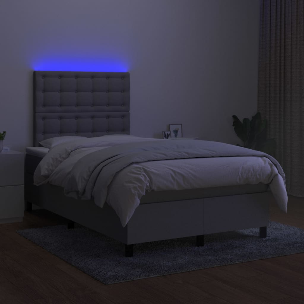 Letto a Molle Materasso e LED Grigio Chiaro 120x200 cm Tessuto cod mxl 64680