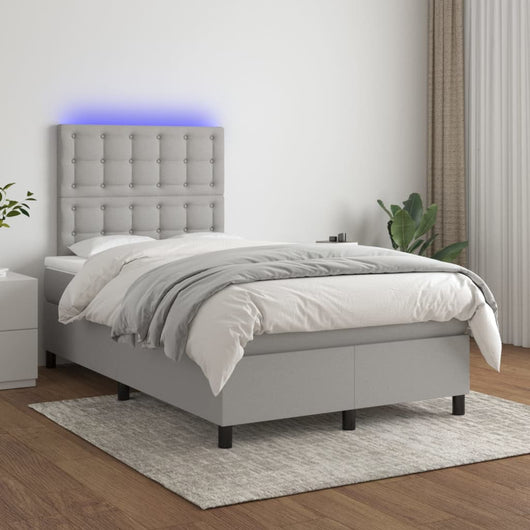 Letto a Molle Materasso e LED Grigio Chiaro 120x200 cm Tessuto cod mxl 64680