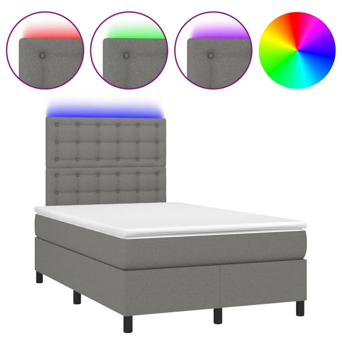 Letto a Molle Materasso e LED Grigio Scuro 120x200cm in Tessutocod mxl 79730