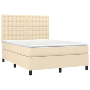 Letto a Molle con Materasso e LED Crema 140x190 cm in Tessuto 3135194