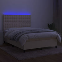 Letto a Molle con Materasso e LED Crema 140x190 cm in Tessuto 3135194