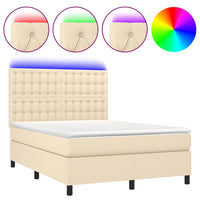 Letto a Molle con Materasso e LED Crema 140x200 cm in Tessuto cod mxl 58913