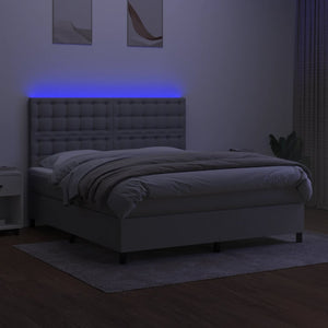 Letto a Molle Materasso e LED Grigio Chiaro 160x200 cm Tessuto cod mxl 34780