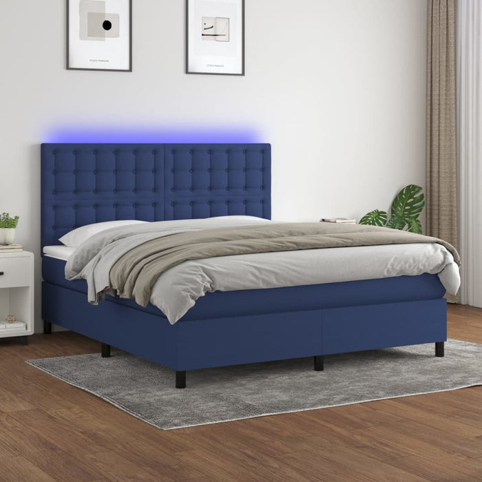 Letto a Molle con Materasso e LED Blu 160x200 cm in Tessuto 3135211