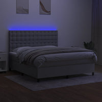 Letto a Molle Materasso e LED Grigio Chiaro 180x200 cm Tessuto cod mxl 46996