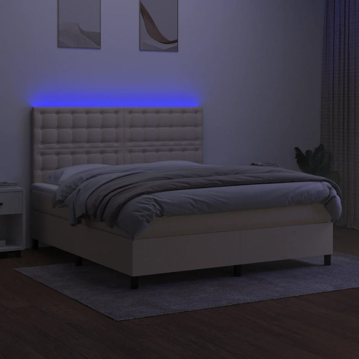 Letto a Molle con Materasso e LED Crema 180x200 cm in Tessuto 3135218