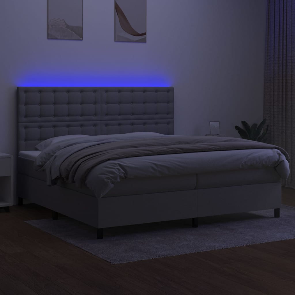 Letto a Molle Materasso e LED Grigio Chiaro 200x200 cm Tessuto cod mxl 57818