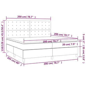 Letto a Molle Materasso e LED Grigio Chiaro 200x200 cm Tessuto cod mxl 57818