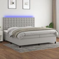 Letto a Molle Materasso e LED Grigio Chiaro 200x200 cm Tessuto cod mxl 57818