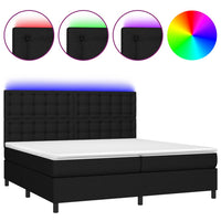 Letto a Molle Materasso e LED Nero 200x200cm in Tessuto 3135223