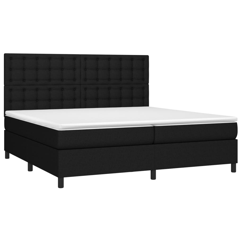 Letto a Molle Materasso e LED Nero 200x200cm in Tessuto 3135223