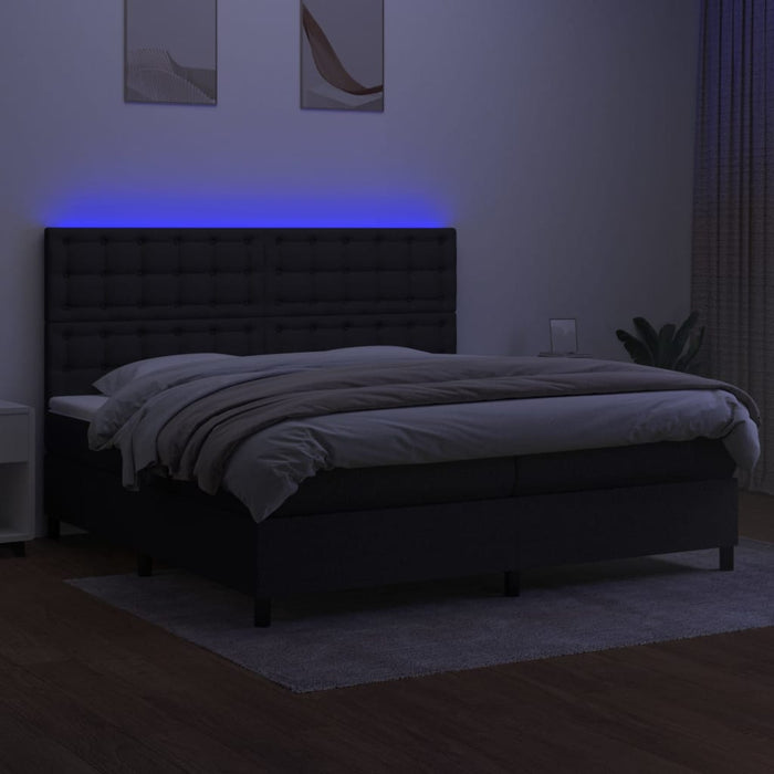 Letto a Molle Materasso e LED Nero 200x200cm in Tessuto 3135223