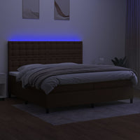 Letto a Molle Materasso e LED Marronescuro 200x200cm in Tessuto 3135224