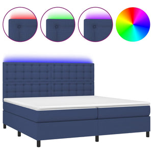 Letto a Molle Materasso e LED Blu 200x200cm in Tessuto 3135227