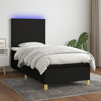 Letto a Molle con Materasso e LED Nero 80x200 cm in Tessuto cod mxl 64250