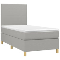 Letto a Molle Materasso e LED Grigio Chiaro 90x190 cm Tessuto 3135237