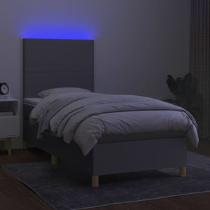 Letto a Molle Materasso e LED Grigio Chiaro 90x190 cm Tessuto 3135237