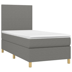 Letto a Molle Materasso e LED Grigio Scuro 90x190 cm in Tessuto 3135238