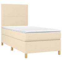 Letto a Molle con Materasso e LED Crema 90x190 cm in Tessuto 3135242