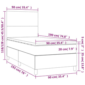 Letto a Molle con Materasso e LED Crema 90x190 cm in Tessuto 3135242