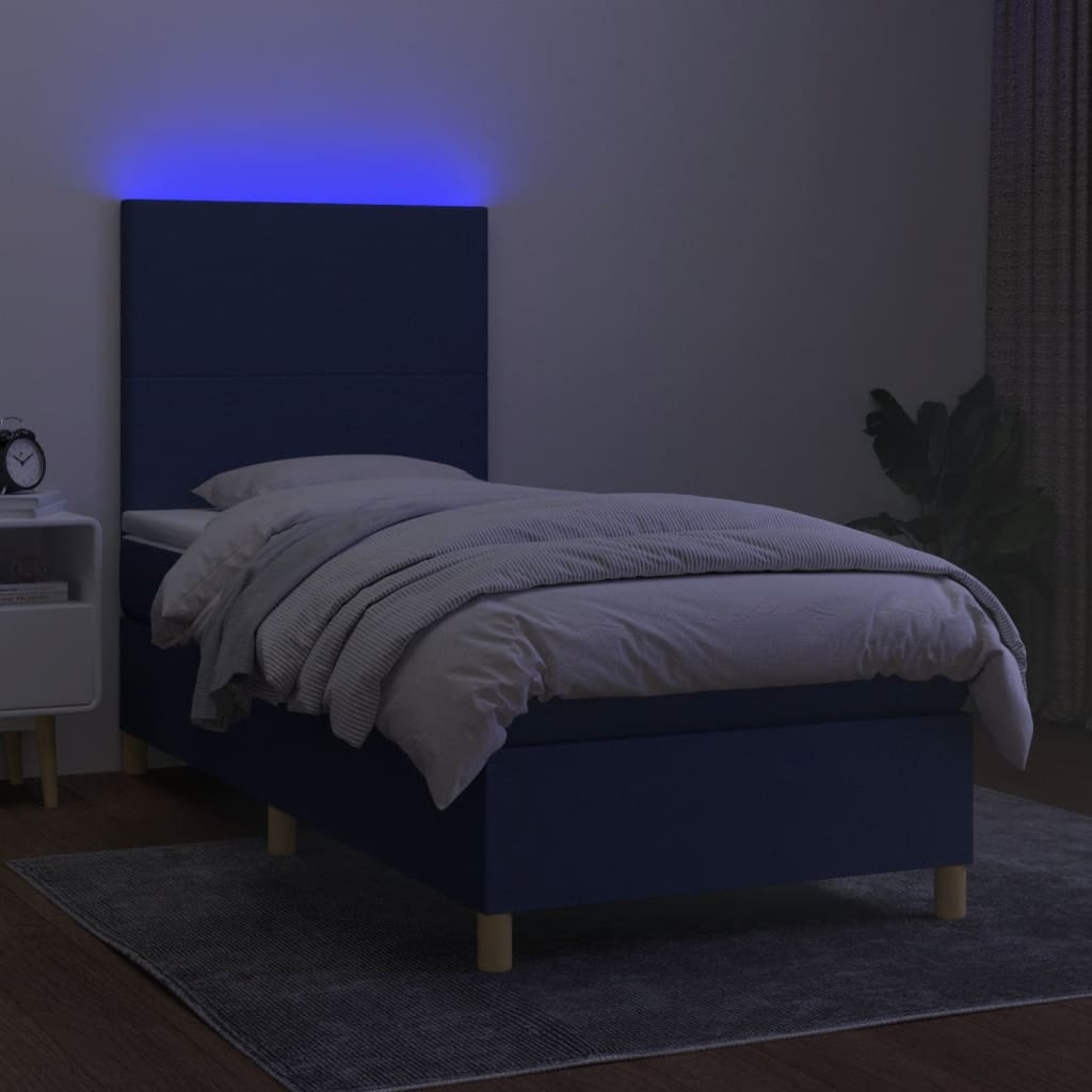 Letto a Molle con Materasso e LED Blu 90x190 cm in Tessuto 3135243