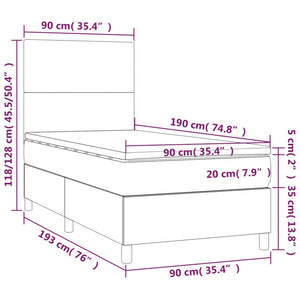 Letto a Molle con Materasso e LED Blu 90x190 cm in Tessuto 3135243