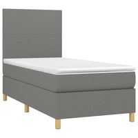 Letto a Molle Materasso e LED Grigio Scuro 90x200 cm in Tessutocod mxl 75003