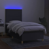 Letto a Molle Materasso e LED Grigio Scuro 90x200 cm in Tessuto 3135246