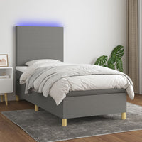 Letto a Molle Materasso e LED Grigio Scuro 90x200 cm in Tessutocod mxl 75003