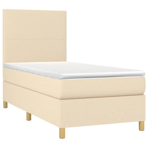 Letto a Molle con Materasso e LED Crema 90x200 cm in Tessuto cod mxl 63561