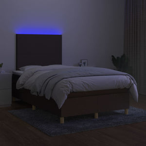 Letto a Molle Materasso e LED Marrone Scuro 120x200 cm Tessuto cod mxl 58088