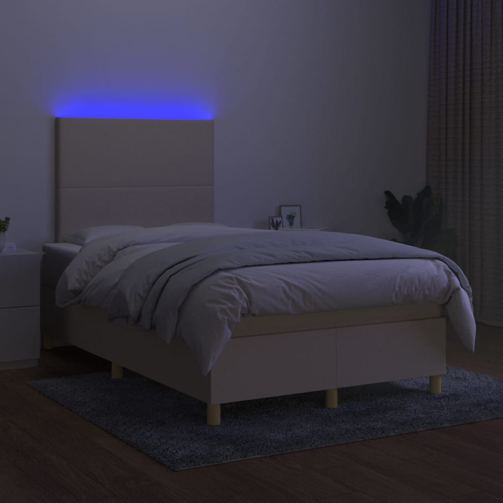 Letto a Molle con Materasso e LED Crema 120x200cm in Tessuto cod mxl 54487