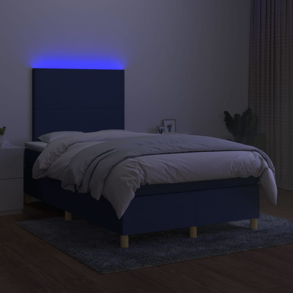 Letto a Molle con Materasso e LED Blu 120x200cm in Tessuto cod mxl 64987