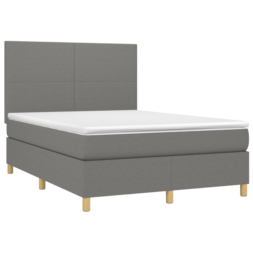 Letto a Molle Materasso e LED Grigio Scuro 140x190cm in Tessutocod mxl 98996