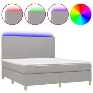 Letto a Molle Materasso e LED Grigio Chiaro 160x200 cm Tessuto 3135285