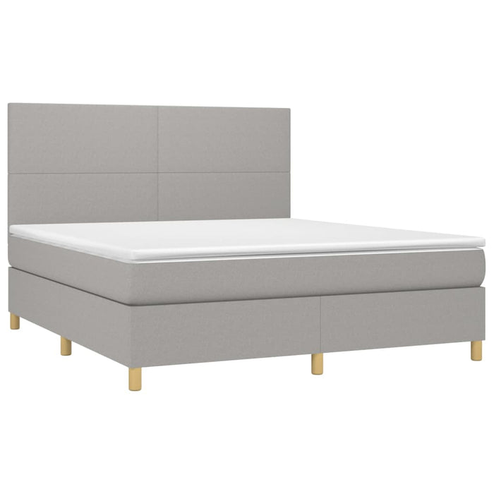 Letto a Molle Materasso e LED Grigio Chiaro 160x200 cm Tessuto 3135285