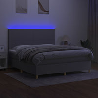 Letto a Molle Materasso e LED Grigio Chiaro 160x200 cm Tessuto 3135285