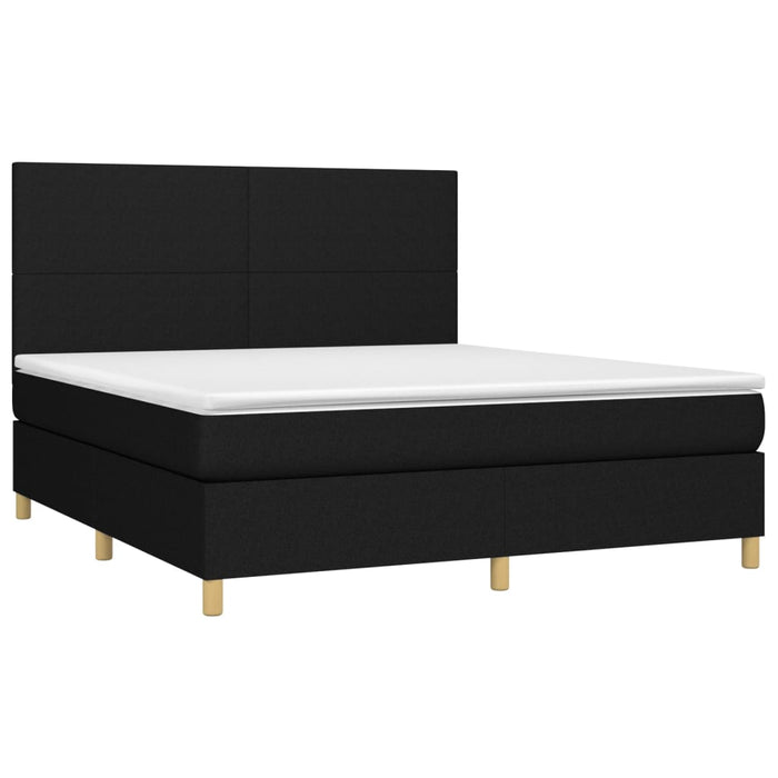 Letto a Molle con Materasso e LED Nero 160x200 cm in Tessuto 3135287