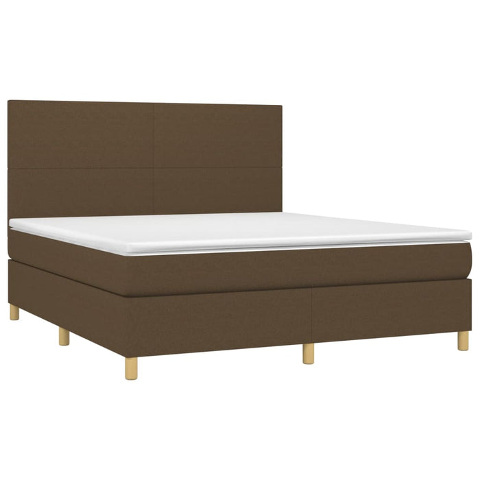 Letto a Molle Materasso e LED Marrone Scuro 160x200 cm Tessuto 3135288