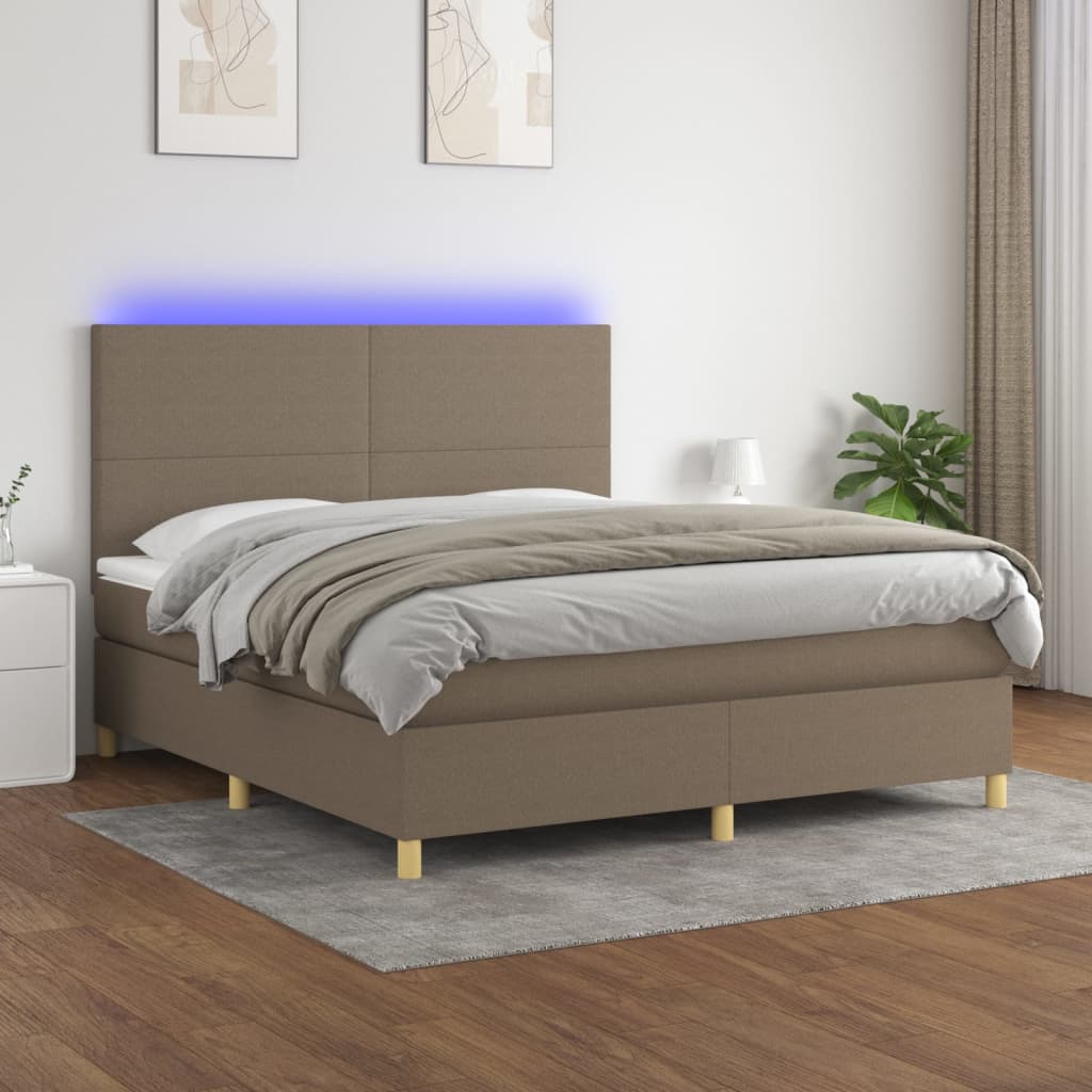 Letto a Molle con Materasso e LED Tortora 160x200 cm in Tessutocod mxl 122929