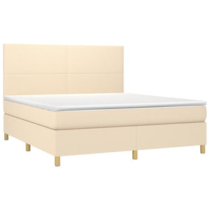 Letto a Molle con Materasso e LED Crema 160x200 cm in Tessuto 3135290