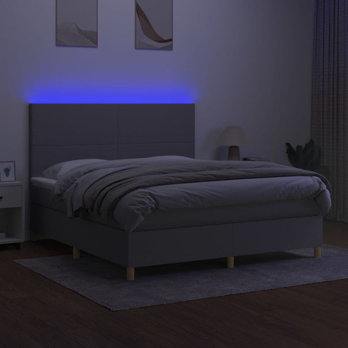 Letto a Molle Materasso e LED Grigio Chiaro 180x200 cm Tessuto 3135293